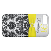 GEDRUKT RIBBON Black Yellow Silver Damask iPhone 7 Case-Mate iPhone Case (Achterkant (Horizontaal))