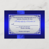 GEDRUKT RIBBON Blue, Silver Floral Wedding RSVP (Achterkant)