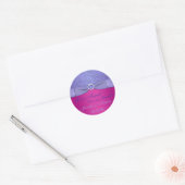 GEDRUKT RIBBON Fuchsia, Paarse Floral Snoep Buffet Ronde Sticker (Envelop)