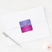 GEDRUKT RIBBON Fuchsia, Paarse Floral Snoep Buffet Vierkante Sticker (Envelop)