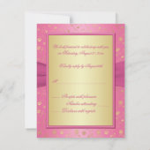 GEDRUKT RIBBON Pink en Gold Joined Hearts RSVP Kaart (Achterkant)