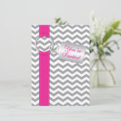 GEDRUKT RIBBON Pink Grey White Afstuderen Uitnodig Kaart (Staand voorkant)