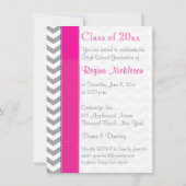 GEDRUKT RIBBON Pink Grey White Afstuderen Uitnodig Kaart (Achterkant)