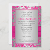 GEDRUKT RIBBON Pink, Silver Grey Sweet 16 Invite Kaart (Achterkant)