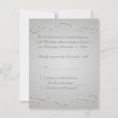 GEDRUKT RIBBON Silver Grey Floral RSVP-kaart RSVP Kaartje (Achterkant)