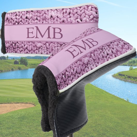 Gedrukt Roze Brei Ontwerp Aangepast Monogram Dames Golfheadcover