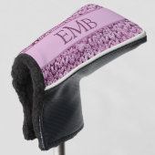 Gedrukt Roze Brei Ontwerp Aangepast Monogram Dames Golfheadcover (3/4 voorkant)