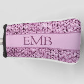 Gedrukt Roze Brei Ontwerp Aangepast Monogram Dames Golfheadcover (Voorkant)