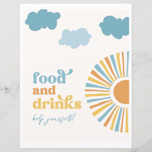 Gedrukt Sun Party Eten en Drinken Teken (Voorkant)