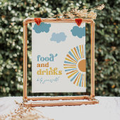 Gedrukt Sun Party Eten en Drinken Teken