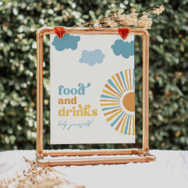 Gedrukt Sun Party Eten en Drinken Teken