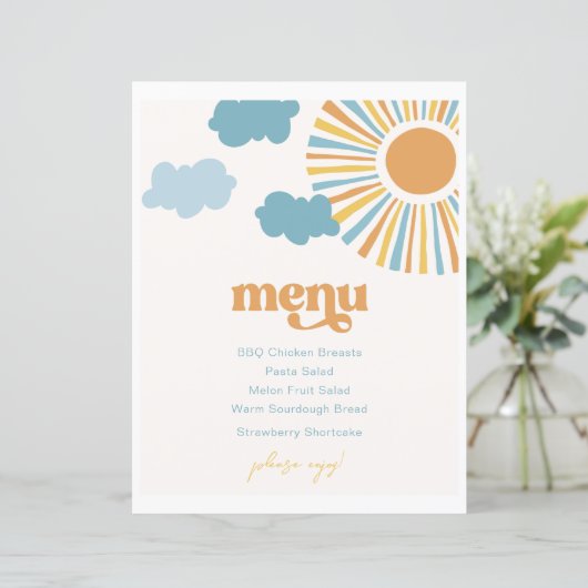 Gedrukt Sun Party Menu (Staand voorkant)
