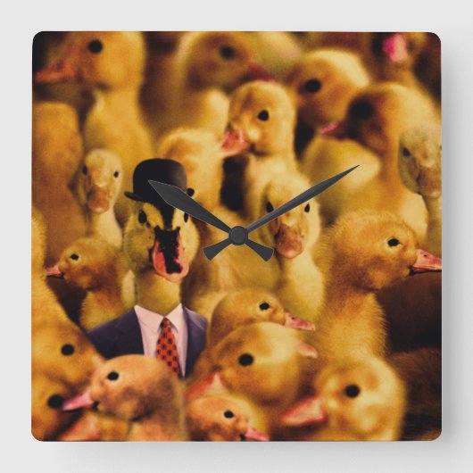 Gedrukt voor succes Duck Vierkante Klok (Voorkant)