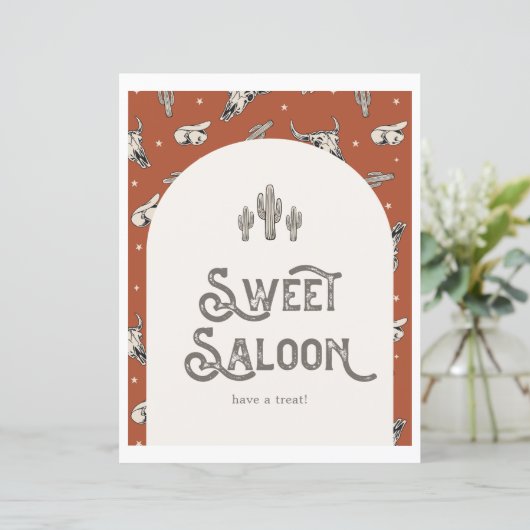 Gedrukt Wild West Sweet Saloon teken (Staand voorkant)