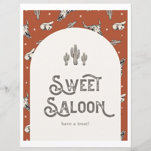 Gedrukt Wild West Sweet Saloon teken (Voorkant)