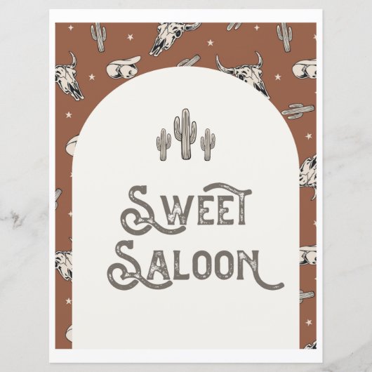 Gedrukt Wild West Sweet Saloon teken (Voorkant)