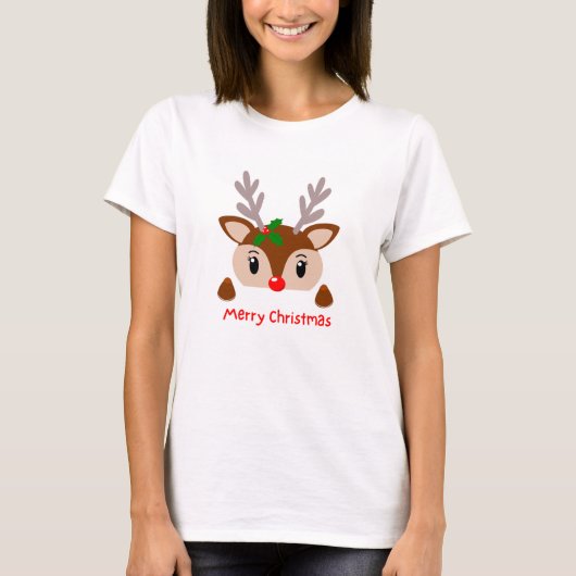 Gedrukt Wit T-shirt, Kerst thema T-shirt (Voorkant)