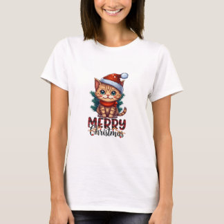Gedrukt Wit T-shirt, Kerst thema T-shirt