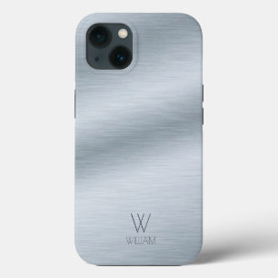 Gedrukt zilver Kijk Gepersonaliseerd Monogram iPhone 13 Hoesje