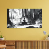Gedrukt Zwart Wit Boeddha kunst aan de muur Canvas Afdruk (Insitu (Woonkamer))