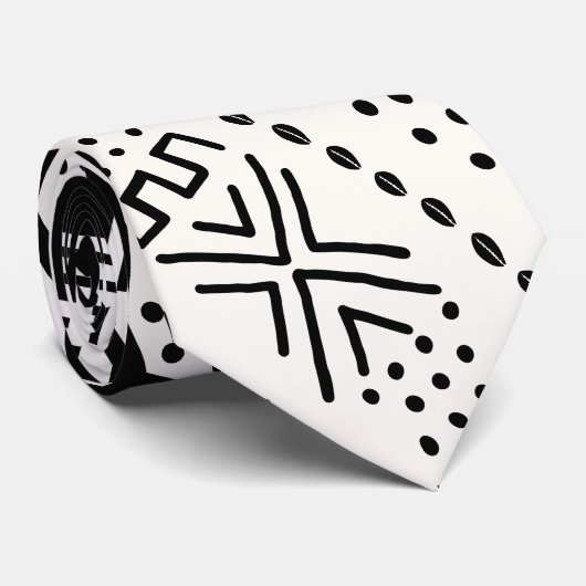 Gedrukte Afrikaanse Bogolan Stropdas (Opgerold)