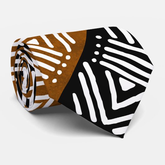 Gedrukte Afrikaanse Bogolan Stropdas (Opgerold)