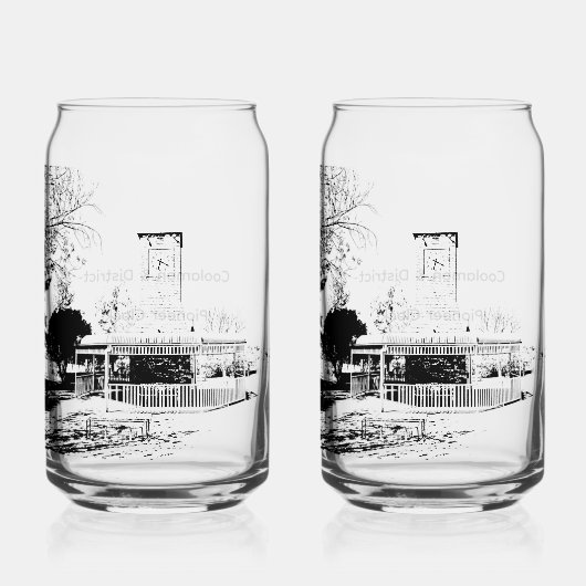Gedrukte blik glas set (set van 2) 16ounces (Voorkant)