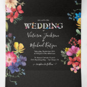 Gedrukte bloemen Weddenschap met drievierde uitzen Drieluik Uitnodiging (Binnenkant midden)