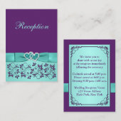 GEDRUKTE BOOG Aqua, Paarse Receptiebijlage Kaart (Voorkant / Achterkant)