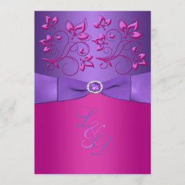 GEDRUKTE BOOG Paarse Fuchsia Bloemen Monogram Uitn Kaart