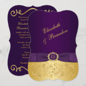 GEDRUKTE BOOG Paarse, gouden bloemige bruiloft uit Kaart (Voorkant / Achterkant)