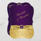 GEDRUKTE BOOG Paarse, gouden bloemige bruiloft uit Kaart (Voorkant / Achterkant)