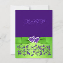 GEDRUKTE BOW Paarse Groene Bloemige Trouw RSVP Kaa