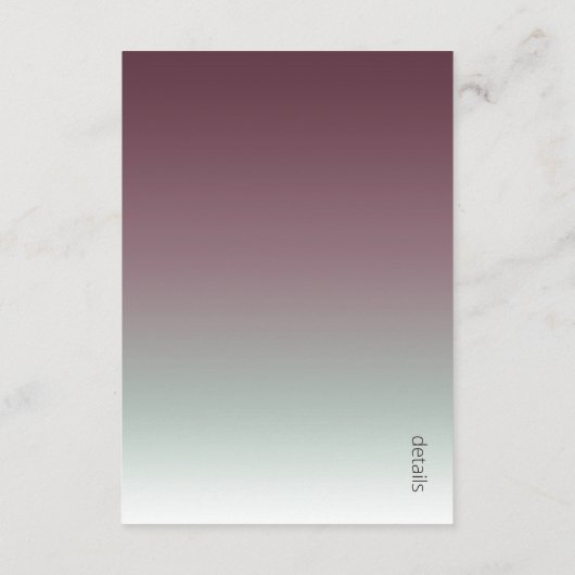 Gedrukte bruiloft Details Bourgogne Mist ID741 Informatiekaartje (Achterkant)