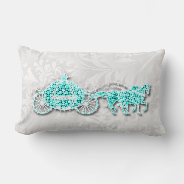 Gedrukte diamant turquoise prinsessenkoets/Florale Kussen (Voorkant)