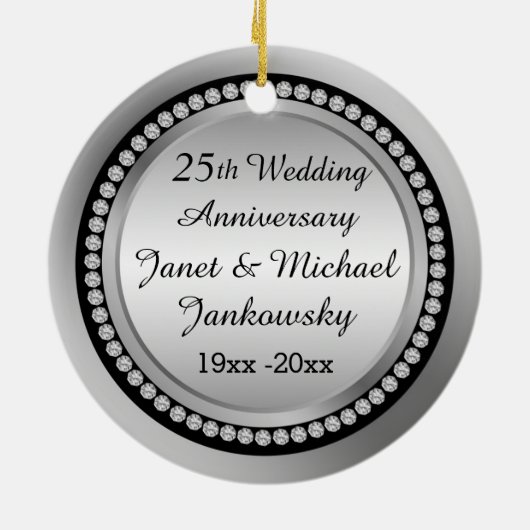 Gedrukte diamanten 25th Wedding Jubileum Ornament (Achterkant)