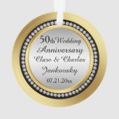 Gedrukte diamanten 50th Wedding Jubileum Ornament (achterkant)