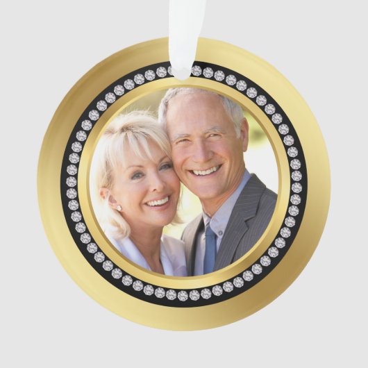 Gedrukte diamanten 50th Wedding Jubileum Ornament (voorkant)