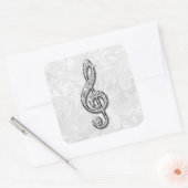 Gedrukte Diamanten Muzieknoot Bloemen Damask Vierkante Sticker (Envelop)