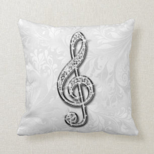 Gedrukte Diamond Music Note Floral Damask Kussen
