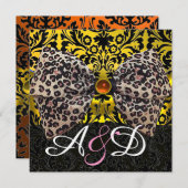 GEDRUKTE DIERENBONTEN BOOG GOUD ZWART DAMAST MONOG KAART (Voorkant / Achterkant)