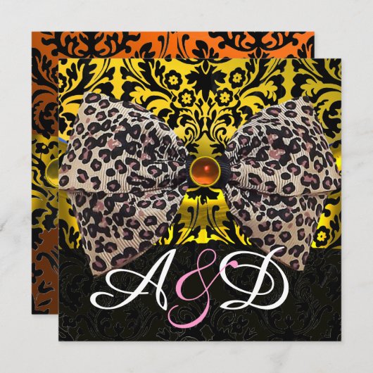 GEDRUKTE DIERENBONTEN BOOG GOUD ZWART DAMAST MONOG KAART (Voorkant / Achterkant)