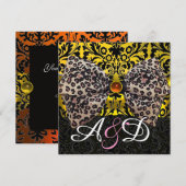 GEDRUKTE DIERENBONTEN BOOG GOUD ZWARTE DAMAST MONO KAART (Voorkant / Achterkant)