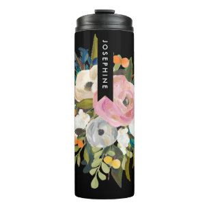 Gedrukte Floral Bouquet Persoonlijke naam Thermosbeker