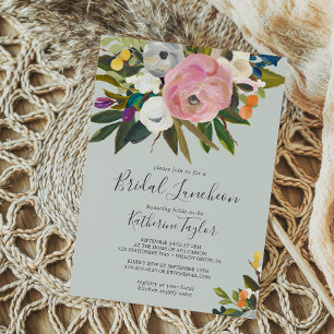 Gedrukte Floral Bridal Luncheon Kaart