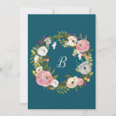Gedrukte Floral | Monogram de bruiloft van Kaart (Achterkant)