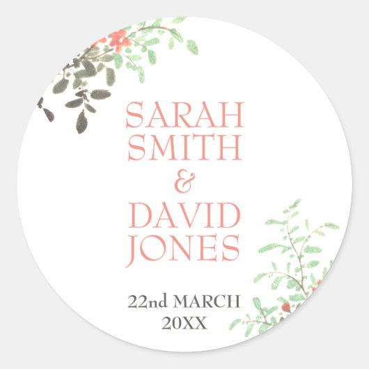 Gedrukte Floral Ronde Sticker (Voorkant)