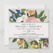 Gedrukte Floral Square Wedding Kaart (Voorkant)