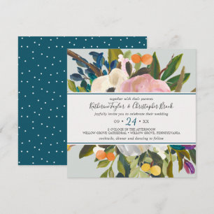 Gedrukte Floral Square Wedding Kaart
