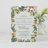 Gedrukte Floral Wedding Kaart (Staand voorkant)